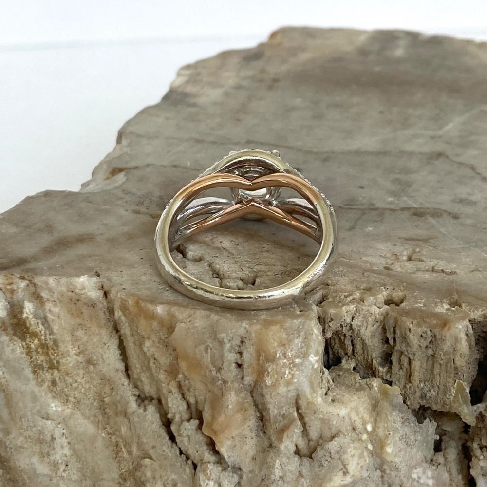 Sterling Silver 925 JA 10K Rose Gold 7MM Round Cubic Zirconia Ring Sz 7.75 - Picture 13 of 16